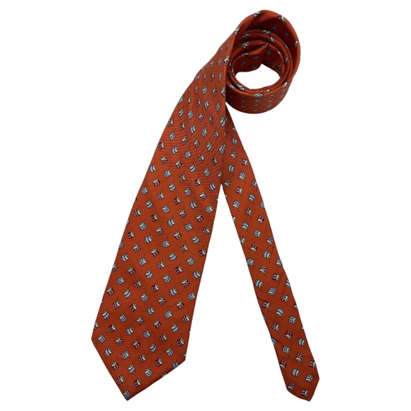 BROOKS BROTHERS Orange Drum Silk DESIGNER Tie USA - Picture 1 of 4